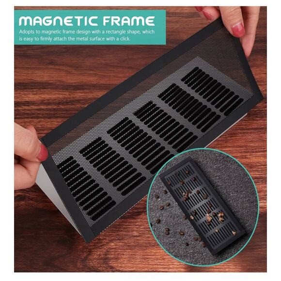 6 Pack Strong Magnetic Mesh Vent Covers White 4x10 For Home Floors Catch Debris - Picture 7 of 9